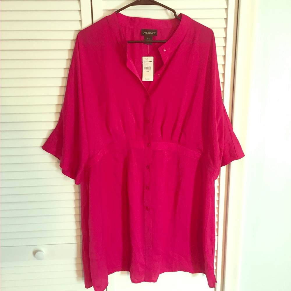NWT Lane Bryant Pink Silky Flowing ButtonUp Blouse
